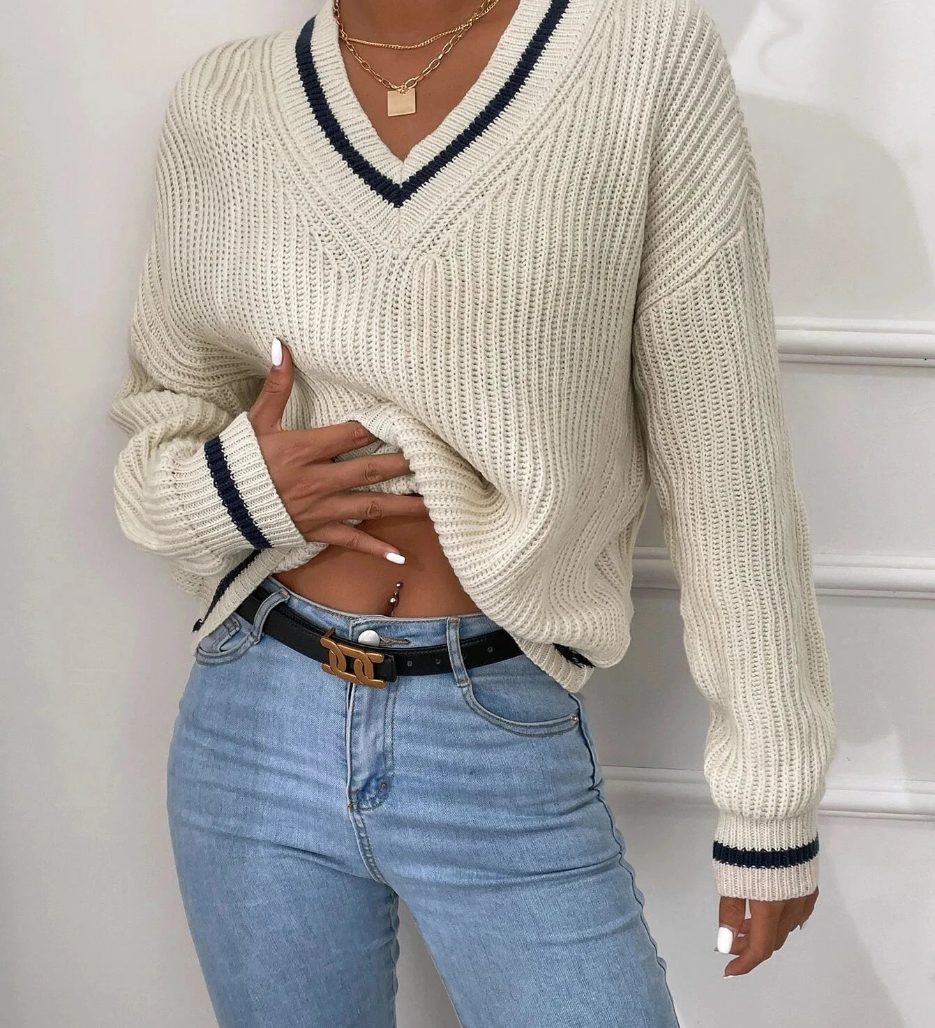 Marina | Pružit pulover s waffle vzorcem